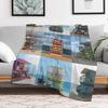 Miami Beach Florida Iconic Lifeguard Towers Throw Blanket Lightweight Warm Blanket for Travel Camping