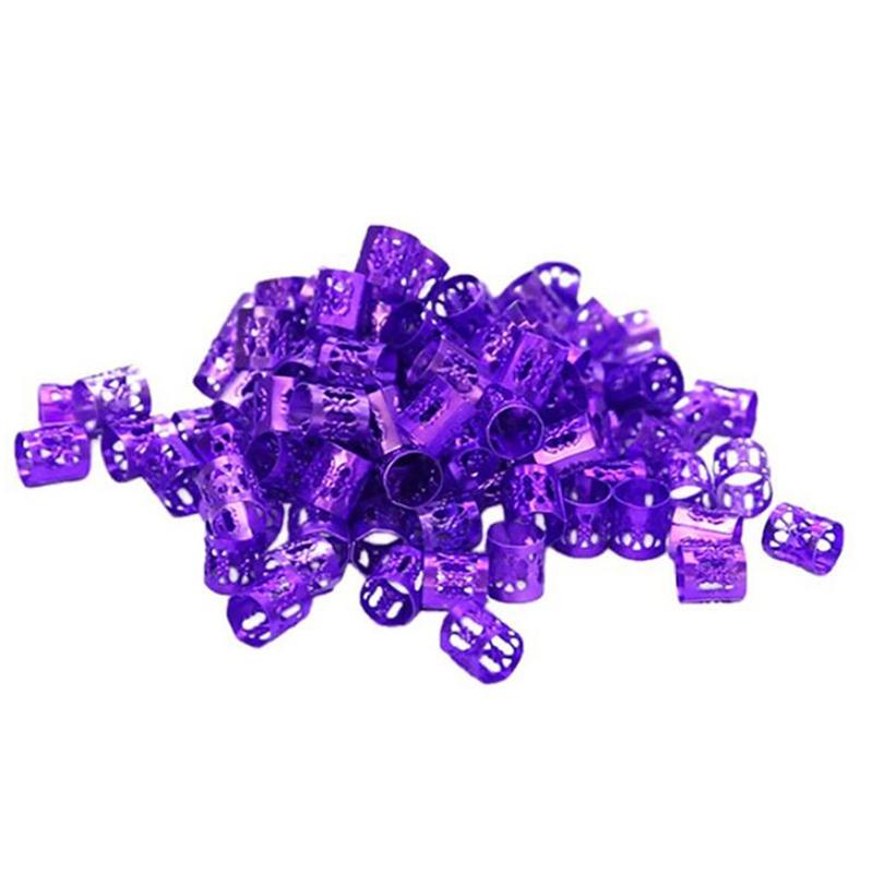 10/20/50/60/100Pcs Metal African Hair Rings Beads Cuffs Tubes Charms Dreadlock Rings clips braid spiral braid hair extension