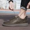 Fashion Fashion Genuine Leather Sneakers Lace Up Men Shoes Black Handmade Sneakers Men High Quality Casual Shoes Breathable Walking Shoe
