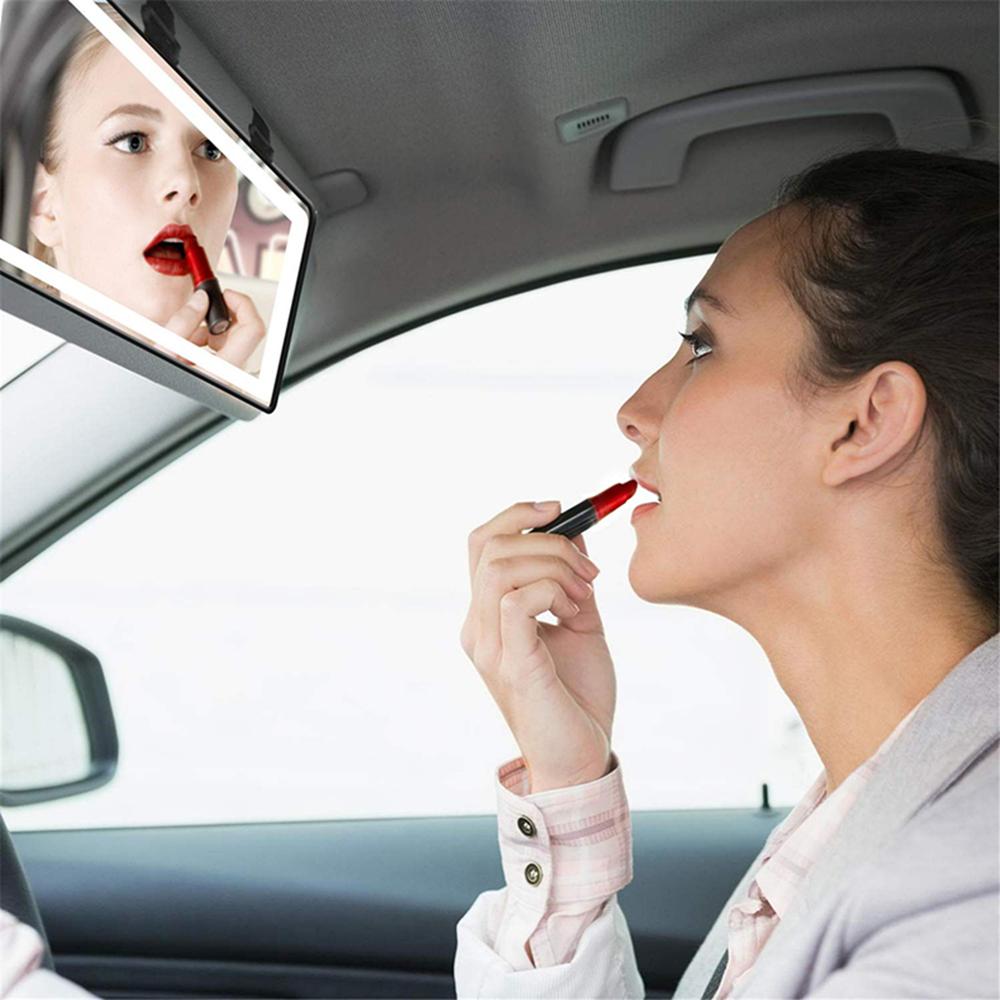 60 LED Car Sun Visor Mirror Rechargeable Makeup Mirror w/ 3Light Modes Universal