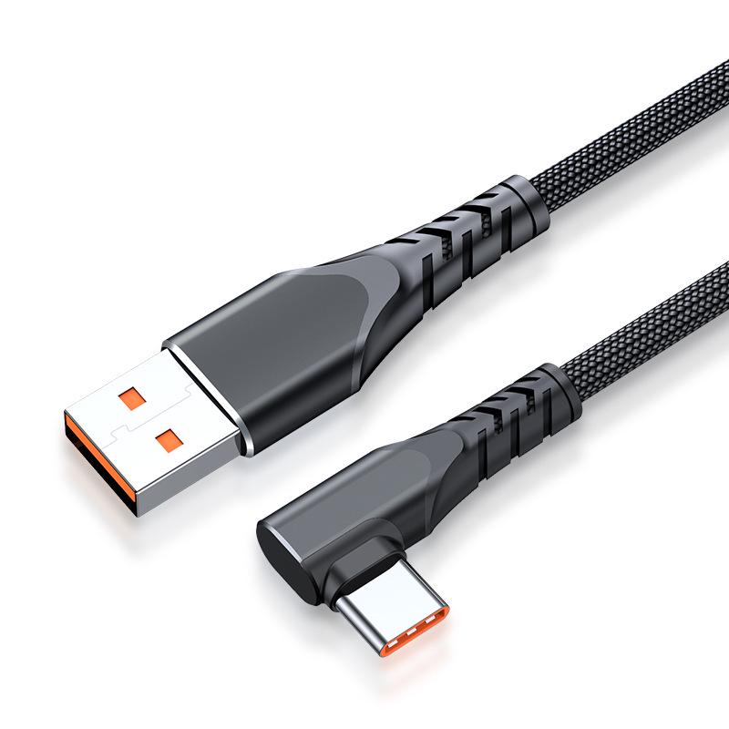 Type-C Elbow 6A Fast Charging Cable for Mobile Gaming and Super Fast Charging