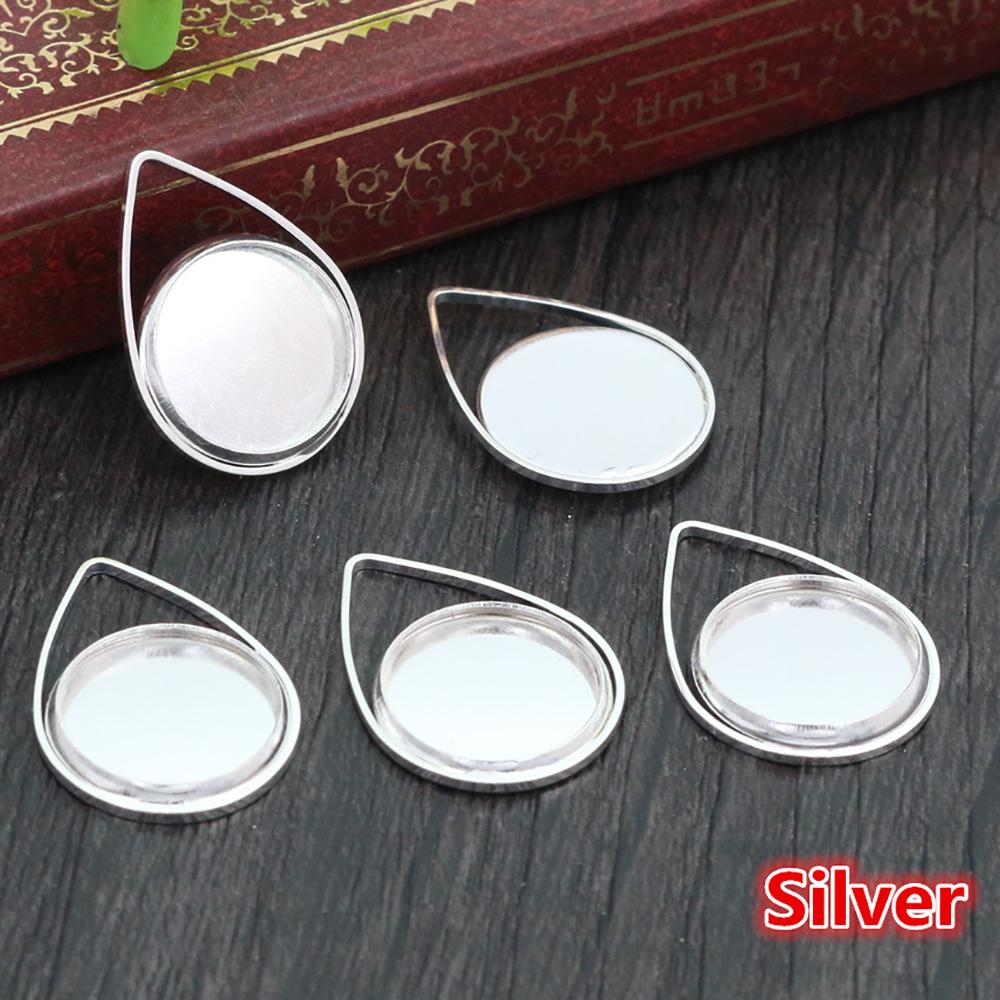 20pcs 12mm Inner Size Simple Pendant Cabochon Cameo Blank Base Setting Bezel Tray Charm for Earrings Bracelet Necklace Findings 