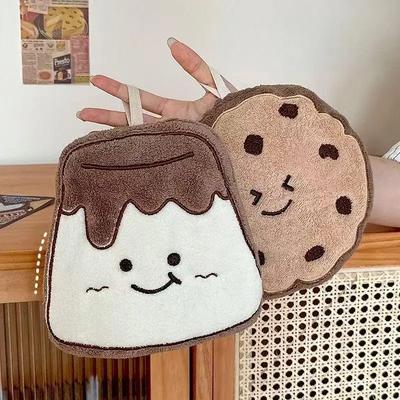 1PCS Cartoon Cookie Hanging Hand Towel Cute Bathroom Quick Drying Absorbent Hanging Towel Cleaning Wipe Handkerchief