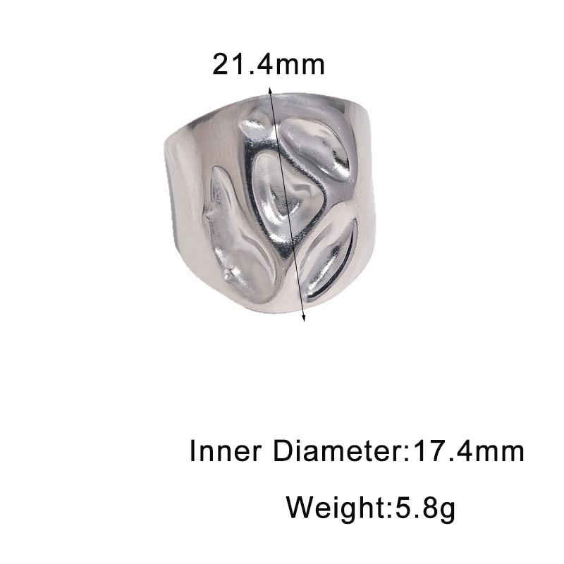 Stainless Steel Irregular Concave Convex Texture Wide Rings for Women Men Punk Smooth Opening Rings Party Jewelry Accessories