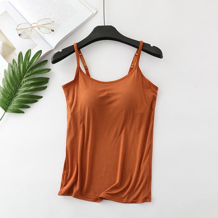 2025 New Modal Female Large Size No Steel Ring Integrated Five-finger Chest Pad Camisole Bottoming Shirt Slim Multicolor