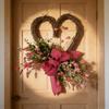 Heart Shaped Artificial Rose Wreath Valentine's Decoration Spring Wreath for Front Door Wall Window Wedding Anniversary