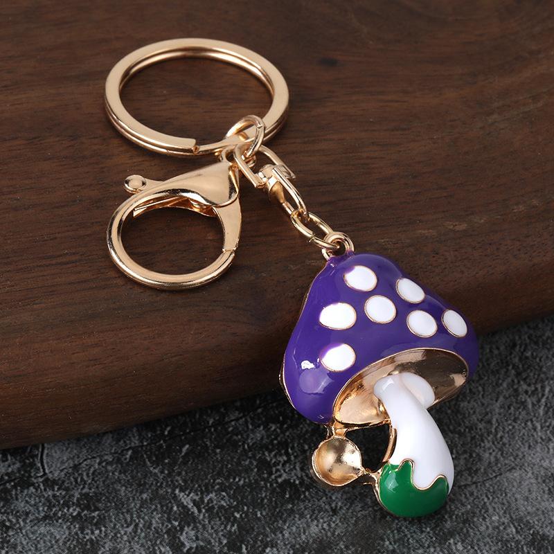 Colorful Enamel Mushroom Keychain Cute Cartoon Charm Key Ring For Bag Decoration Gift