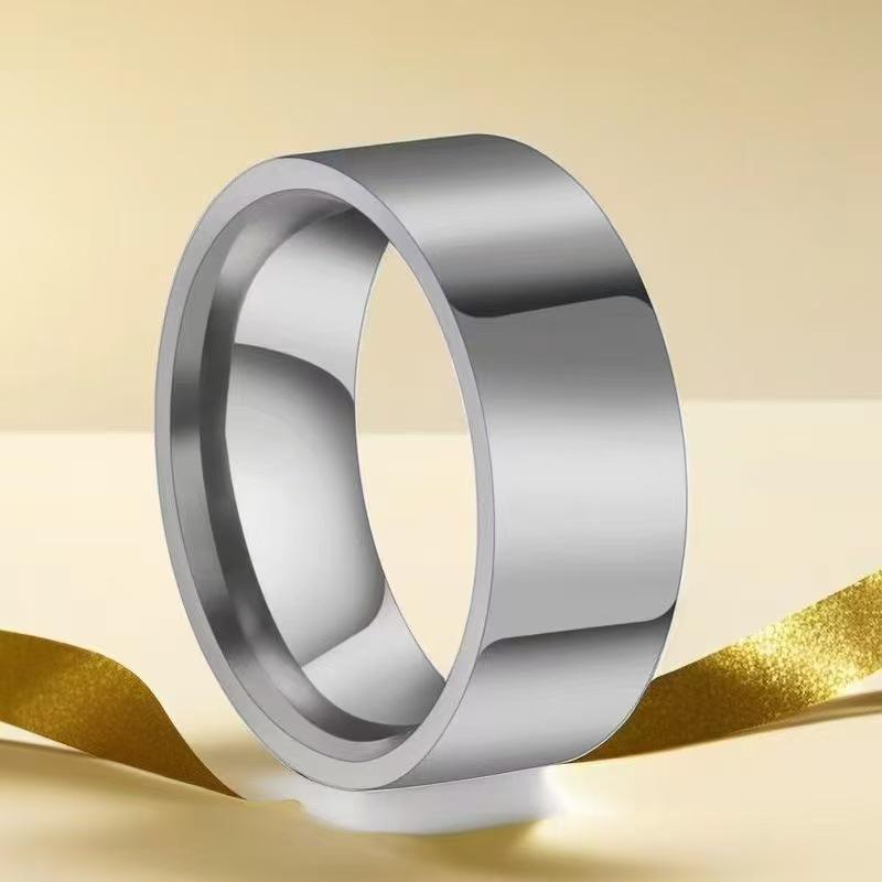 Stainless Steel Ring with Star-Inlaid Diamonds, Fade-Resistant, Titanium Finish