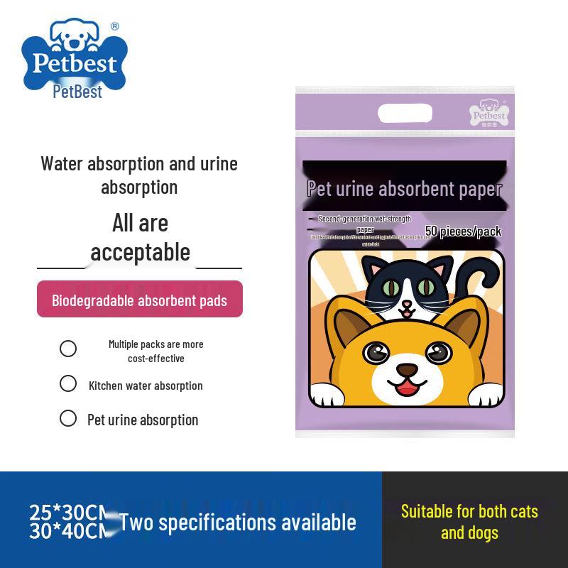 

Biodegradable Absorbent Pet Urine Pad for Dogs & Cats