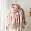 Simple, Small and Fresh Plaid Imitation Cashmere Shawl Scarf Unisex Autumn and Winter Warm Fashion Commuter Fringed Scarf