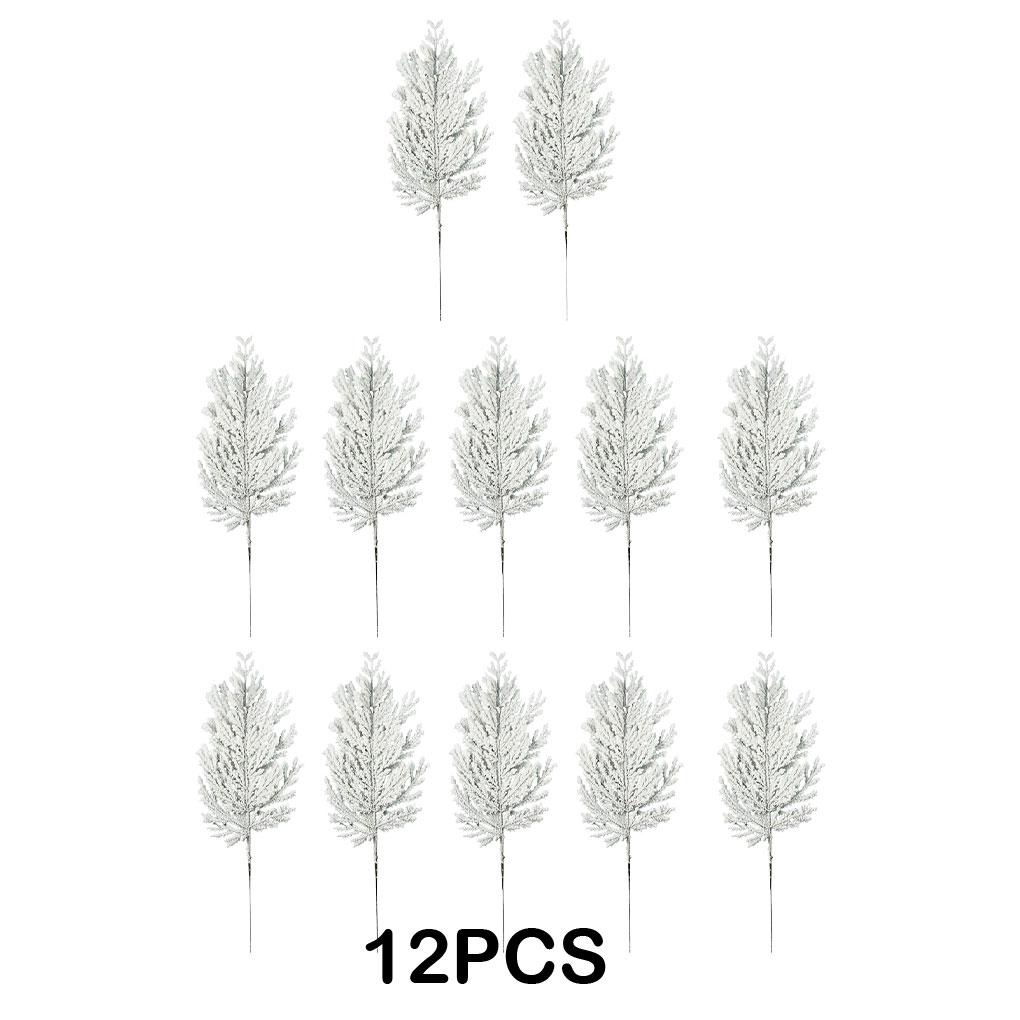 12pack/lot Pine Branches Festive Decor And ABS Winter Branches Christmas Cedar Pine DIY Christmas Tree Branches