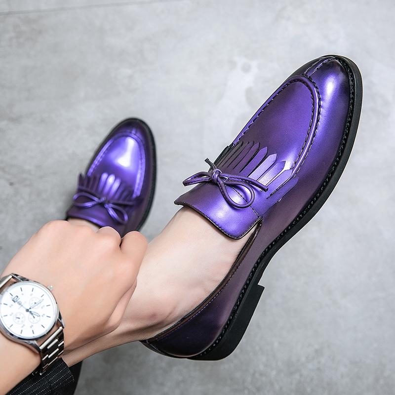 Men Loafers Nobility Shoes Retro Tassels Formal Business Purple Wedding Dress Prom Blazers Green Tuxedo Party Shoes Plus Size