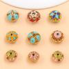 7 Styles Gold-Plated Stainless Steel Cloisonné Enamel Hollow Charm Beads