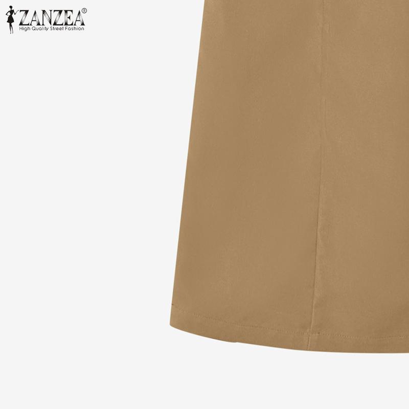 ZANZEA Bluzka z długim rękawem i spodnie damskie, casualowe dwuczęściowe zestawy garniturowe