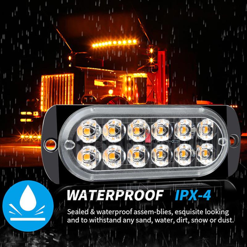 2Pcs 12LED Car Strobe Warning Light Grill Flashing Breakdown Emergency Lamp Car Truck Trailer Beacon Lamps LED Side Lights