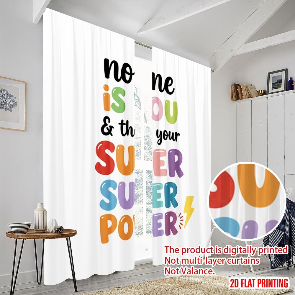 2pcs 2D Flat Printing Drapes No One Is You Superpower Polyester Fabric Without Electricity 0 Perfect for Holiday Parties Home