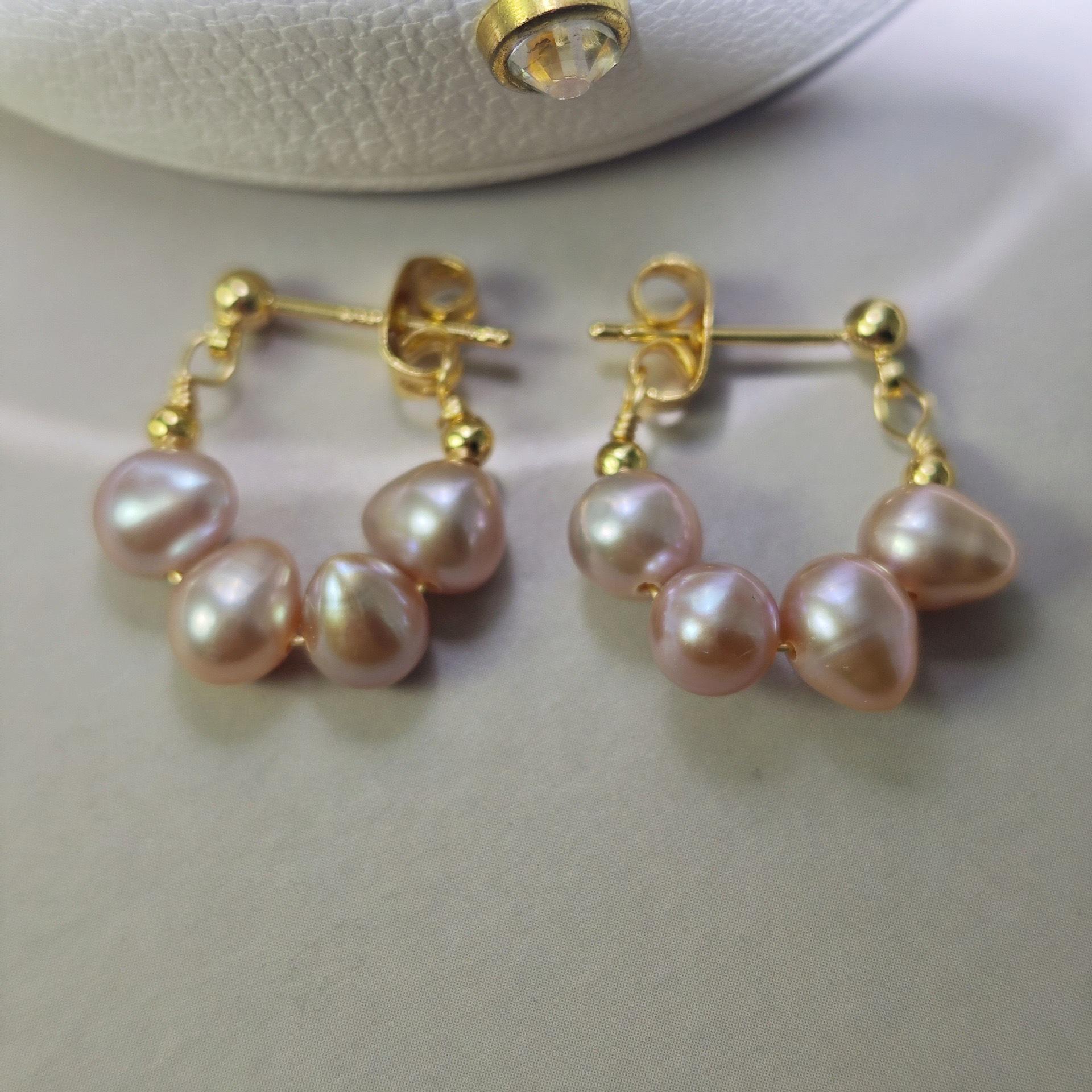 

Срібні голки S925, позолочені, ретро сережки-підвіски з натуральними прісноводними перлами