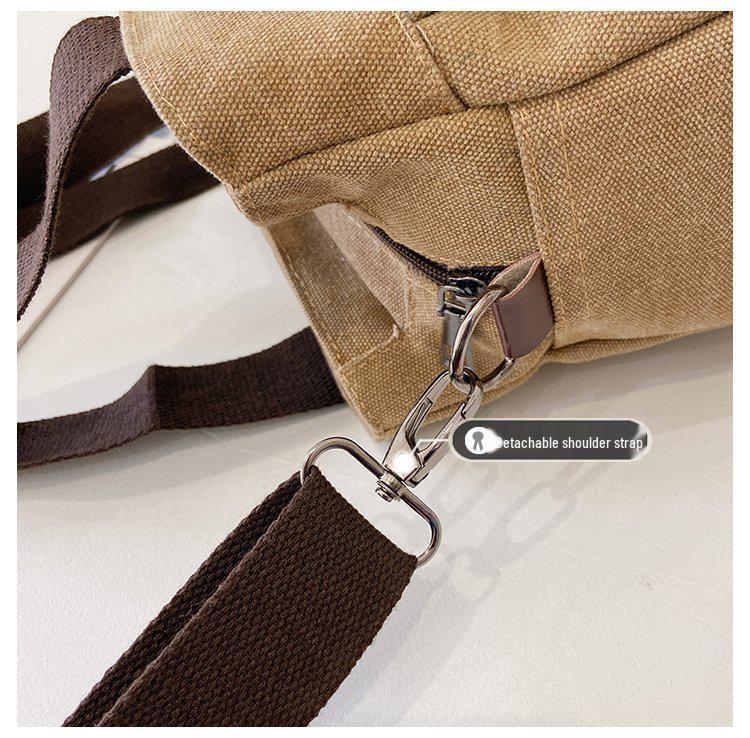 Retro Multi-Pocket Canvas Tote: Large Capacity Shoulder & Crossbody Bag for Women
