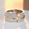 Vintage Inlaid White CZ Women's Ring Ethnic Two Color Hand Carving Daily Wear Party Jewelry Anniversary Gift