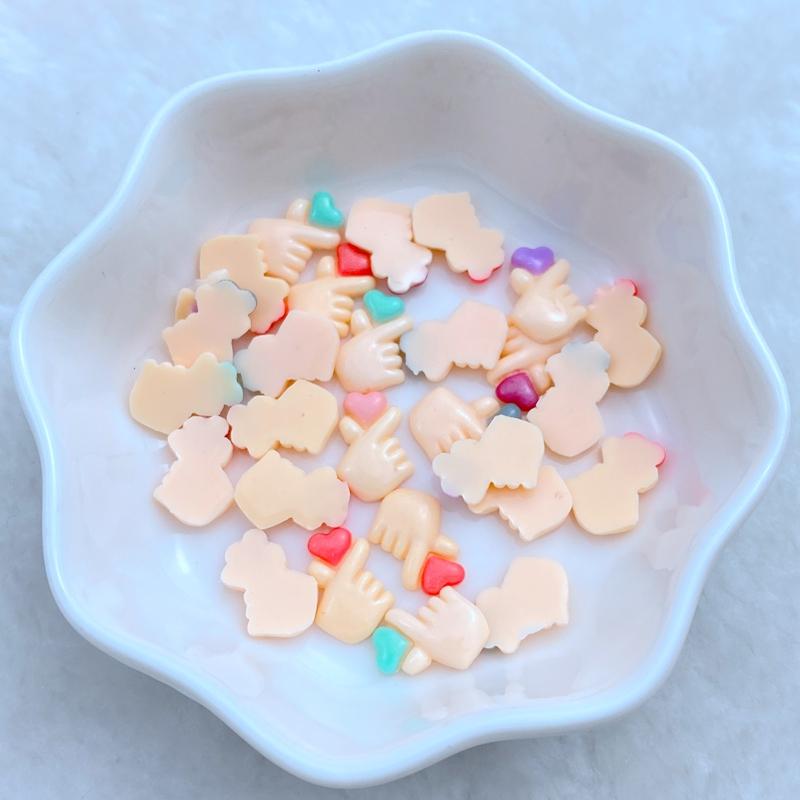50Pcs New Cute 8*11mm Mini Little Bixin Gesture Series Resin Flatback Ornament Jewelry Making Manicure Decoration Accessories