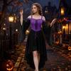Women's Gothic Off Shoulder Spaghetti Strap Color Chiffon Dress with Butterfly Sleeves and Irregular Hem
