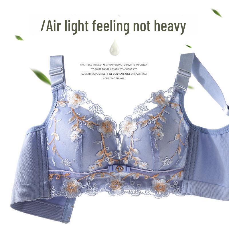 Embroidered No-Wire Bra: Uplifting, Side-Lifting Design for Smaller, Fuller Look with Anti-Sagging Support.