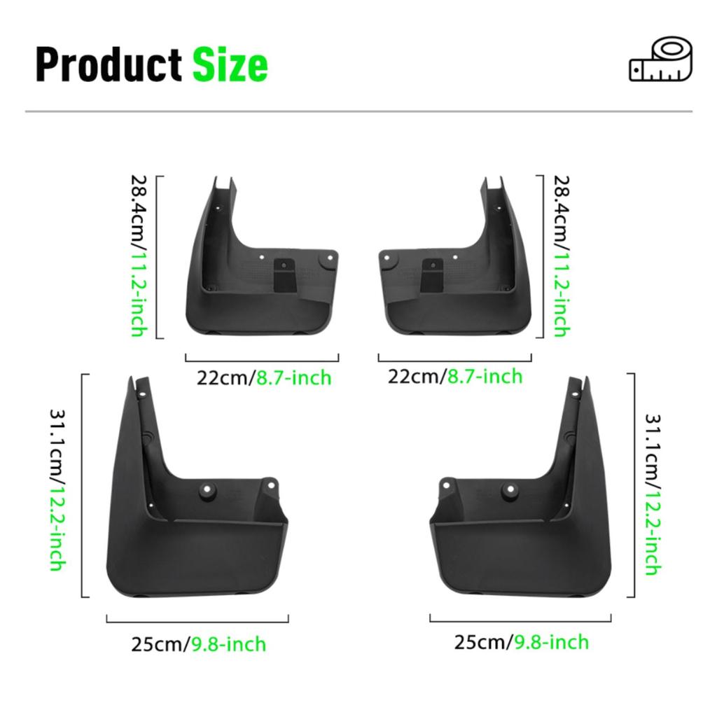 4PCS Splash Guards Mudguards Compatible with BMW 5 SERIES E60 4-Door Sedan 2004 2005 2006 2007 2008 2009 2010