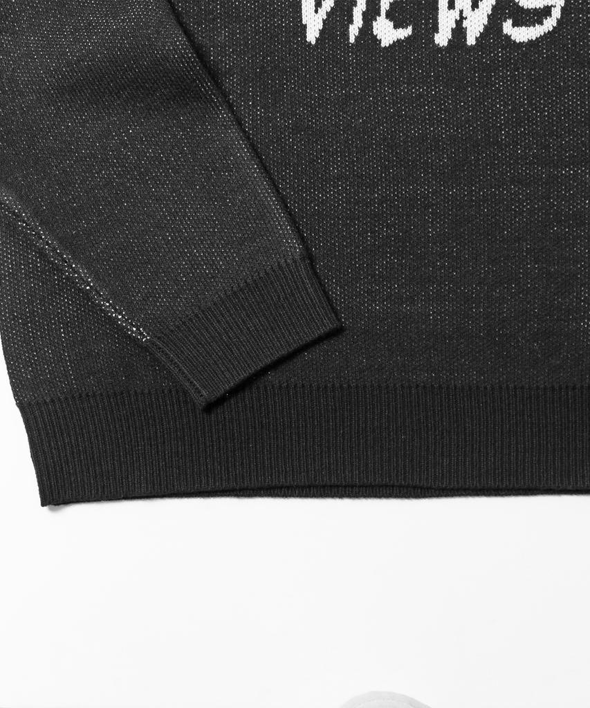 ADHOC Men'S Jacquard Lettering Oversized Knit (Black) (Hbalk10)