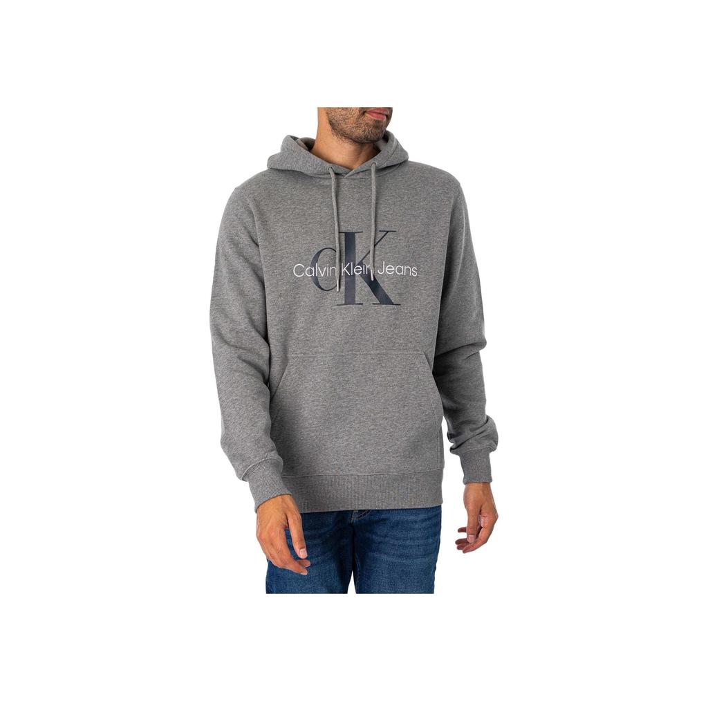 Calvin Klein Letter Logo Hooded Pullover Long Sleeve Sweatshirt Men Sweatshirt Gray J30J320805-P41