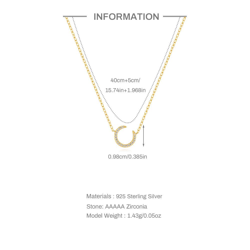 Simple And Versatile S925 Sterling Silver Classic Crescent Element Diamond Fashion Necklace Clavicle Chain