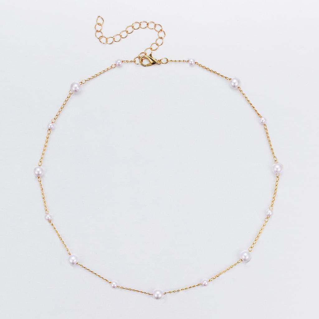 Hot-selling retro pearl necklace women's high sense ins style simple temperament fashionable small fresh pearl necklace