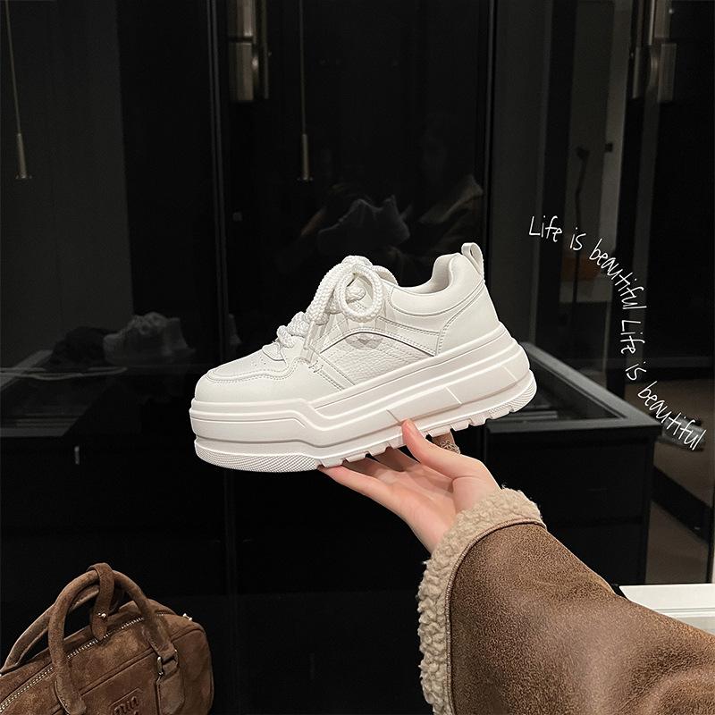 Sheepskin Version~ Star with the Same Height-increasing and Velvet Warm Little White Shoes for Women's 2025 Summer New Thick-soled Versatile Cas