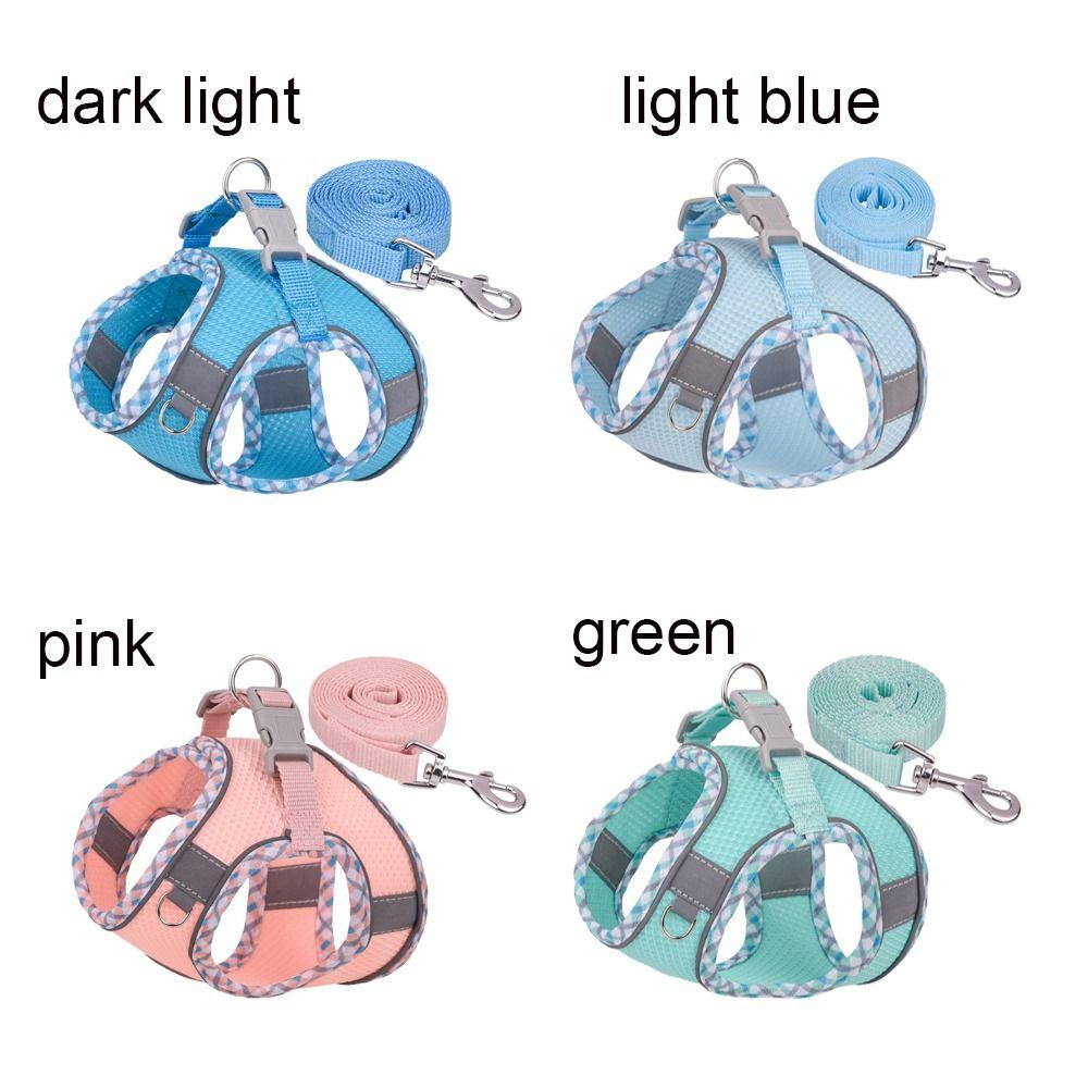 Dog Cat Harness Vest Chest Rope Set Puppy Outdoor Walking Leash Reflective Breathable Adjustable Pet Harness