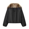 Giacca Bomber da Donna Invernale Streetwear con Collo in Ecopelliccia Spessa Calda Capo d'Abbigliamento Casual a Manica Lunga