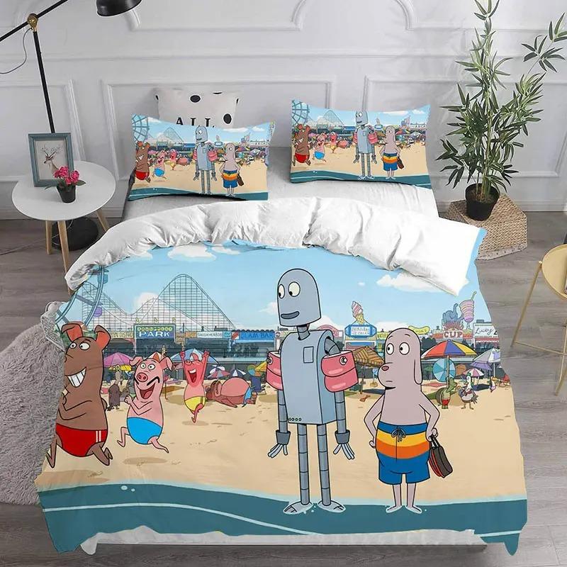 Cartoon Robot Dreams Bedding Sets Comforter Quilt Duvet Cover Pillowcase Kids Adult Home Textile Soft Comfortable