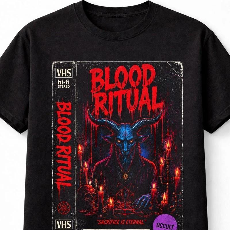 Blood Ritual VHS Horror Occult Demon Satanic Retro Unisex TShirt