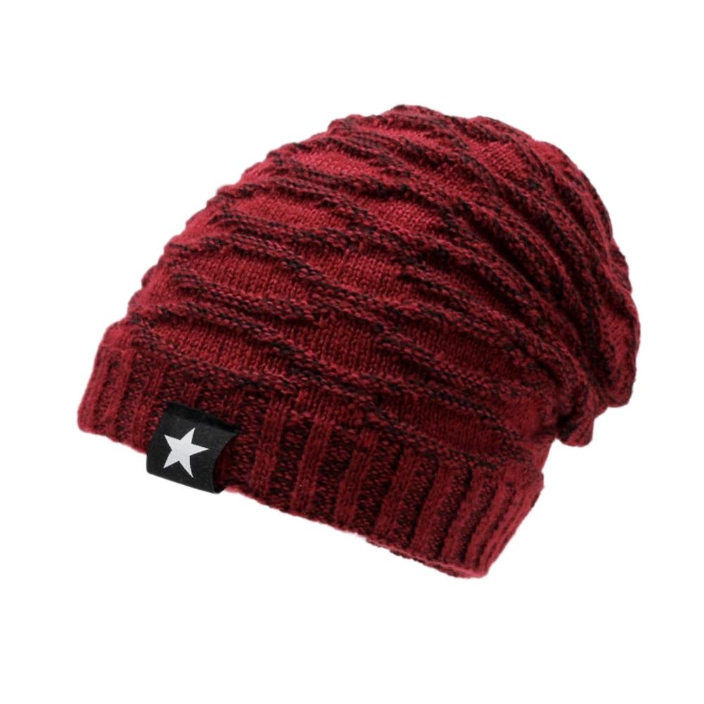 Unisex Fur Lined Slouchy Beanie Winter Hat With Star Decor Warm Knitted Cap For Men Women