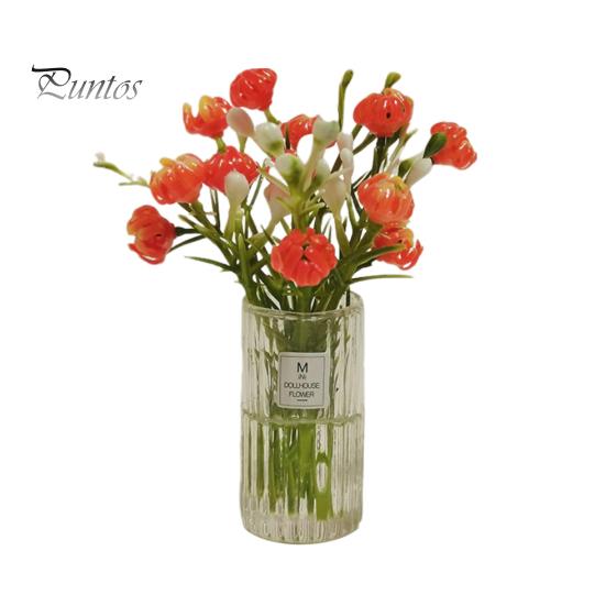 

1:6 1:12 миниатюрных кукольных цветов с вазой, букеты для кукольного домика, аксессуары, мини-игрушка с цветочной композицией, микропейзаж, украшение для гостиной красный