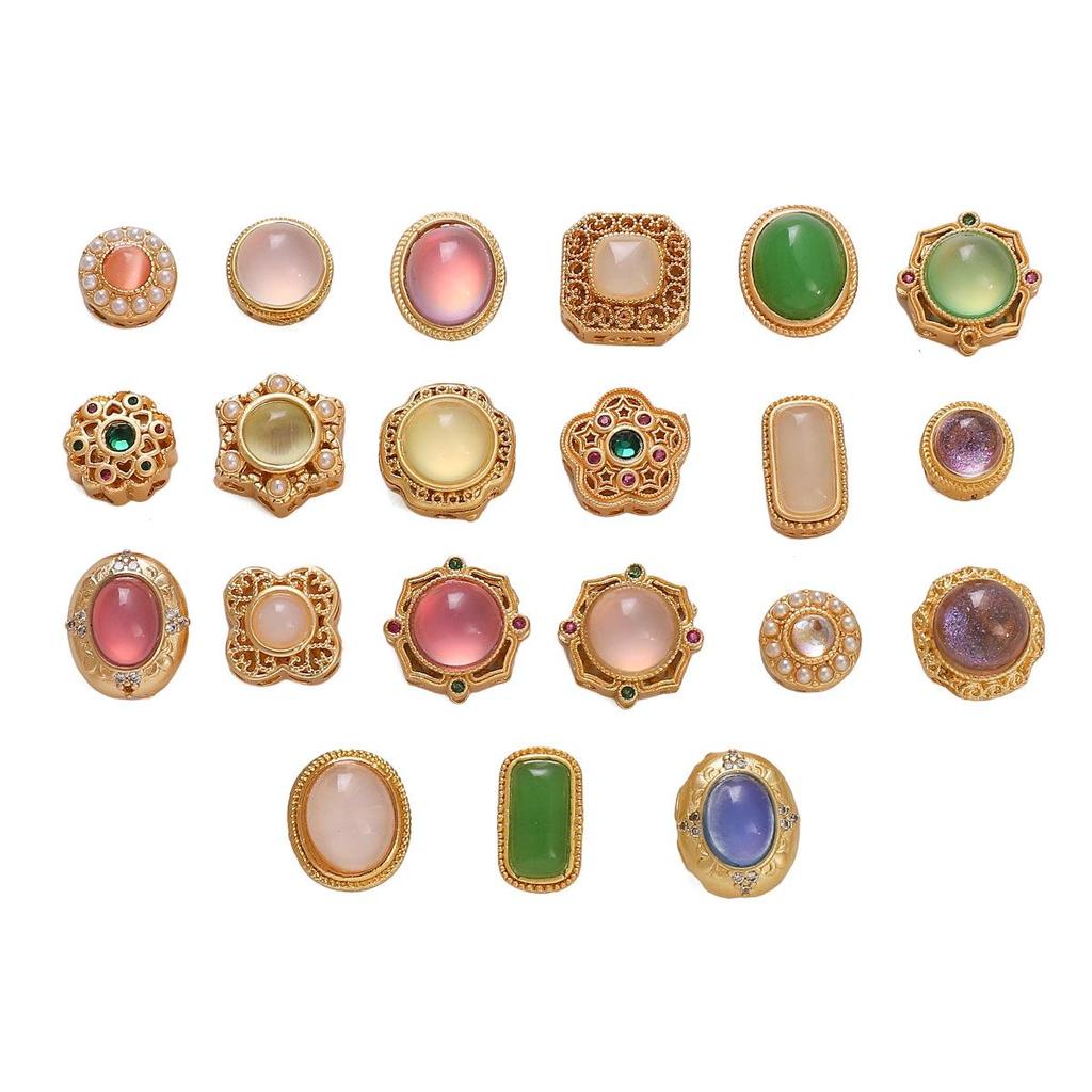 Handmade Copper Gold Spacer Beads: Zircon Jade Loose Gemstones for DIY Necklaces, Bracelets, Jewelry, and Pendant Accessories