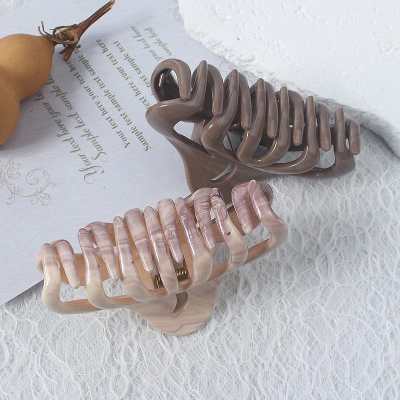 Retro Temperament Thickened Acetate Texture Hair Volume Multi-grip Clip Female New Niche Color Matching Large Hair Accessories Plate Hairpin