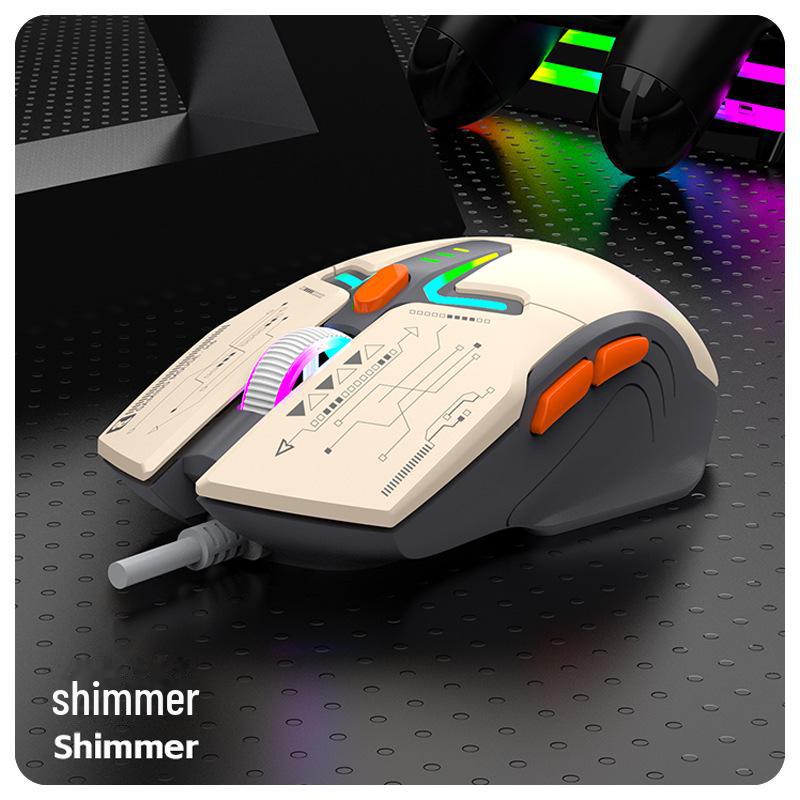 Silver Fox H6 Wired Gaming Mouse - Three-Color Mecha Style for Home and Office Use