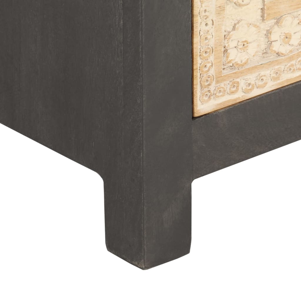 Sideboard Gray and White 75x35x55 cm Solid Mango Wood