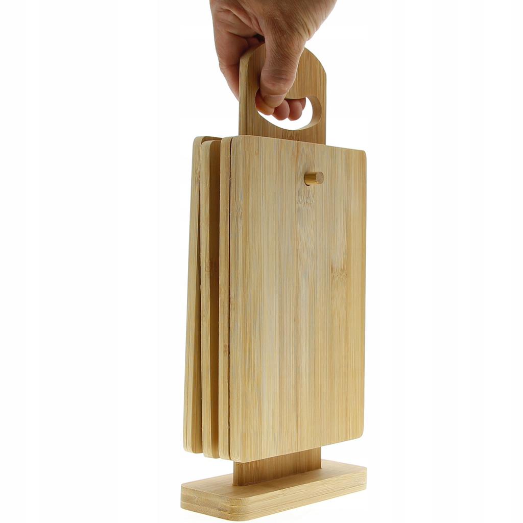 Cutting Boards Set Of 4 Bamboo Kitchen Boards + Wooden Stand