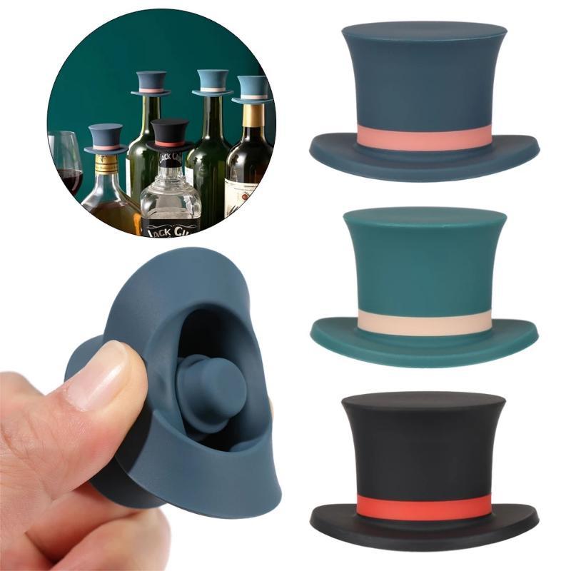 Silicone Hat Champagne Wine Beer Bottle Cork Stopper Plug Wine Bottle Sealer Cap Stopper Bar Kitchen Tool Vacuum Sealed Sealer Plug