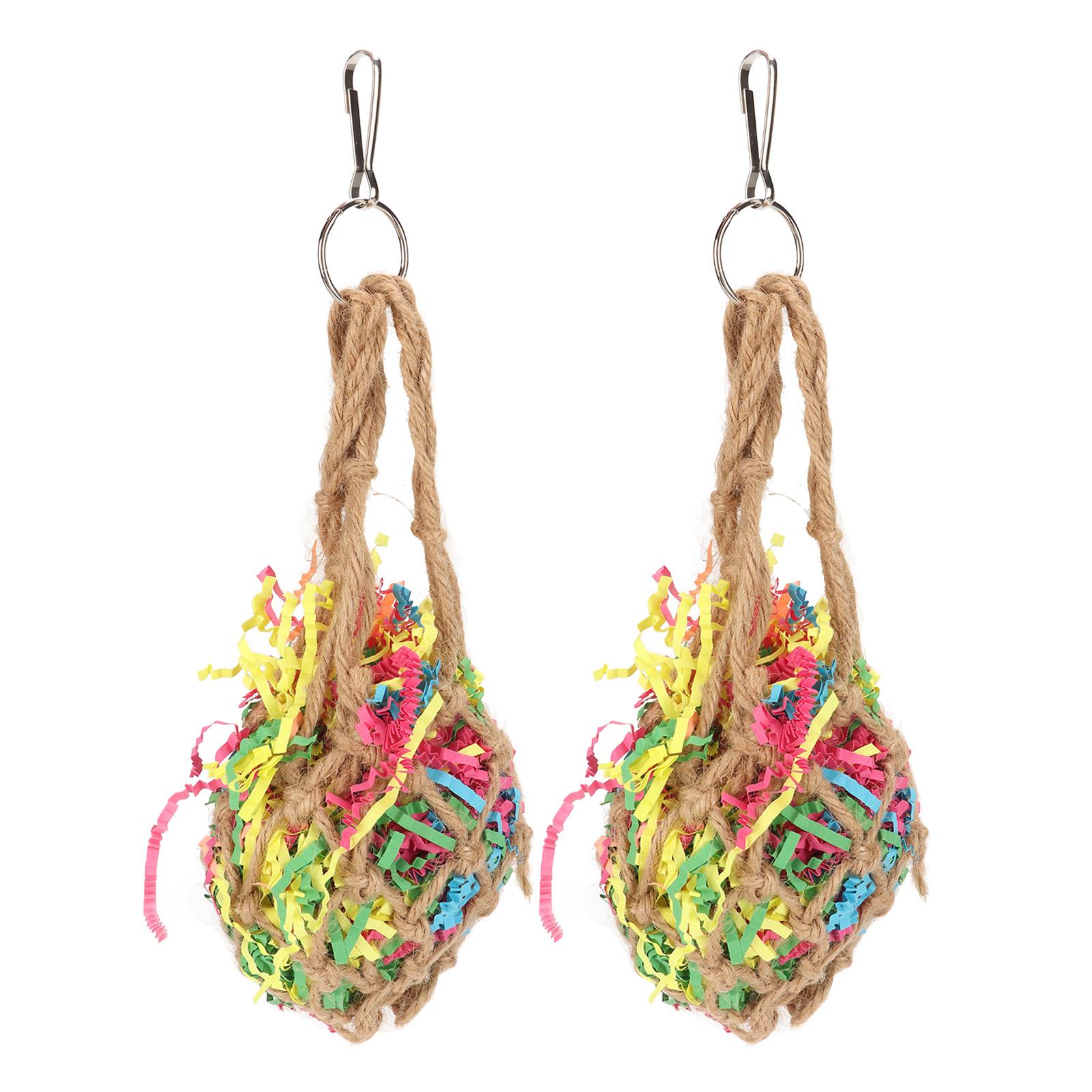 

2Pcs Bird Shredding Toys Colorful Relieve Boredom Hanging Parrot Shredding Foraging Toys
