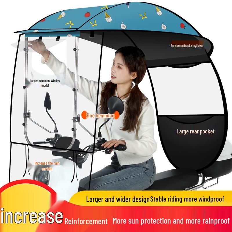 Thickened Electric Bicycle & Motorcycle Sunshade Rainproof Canopy