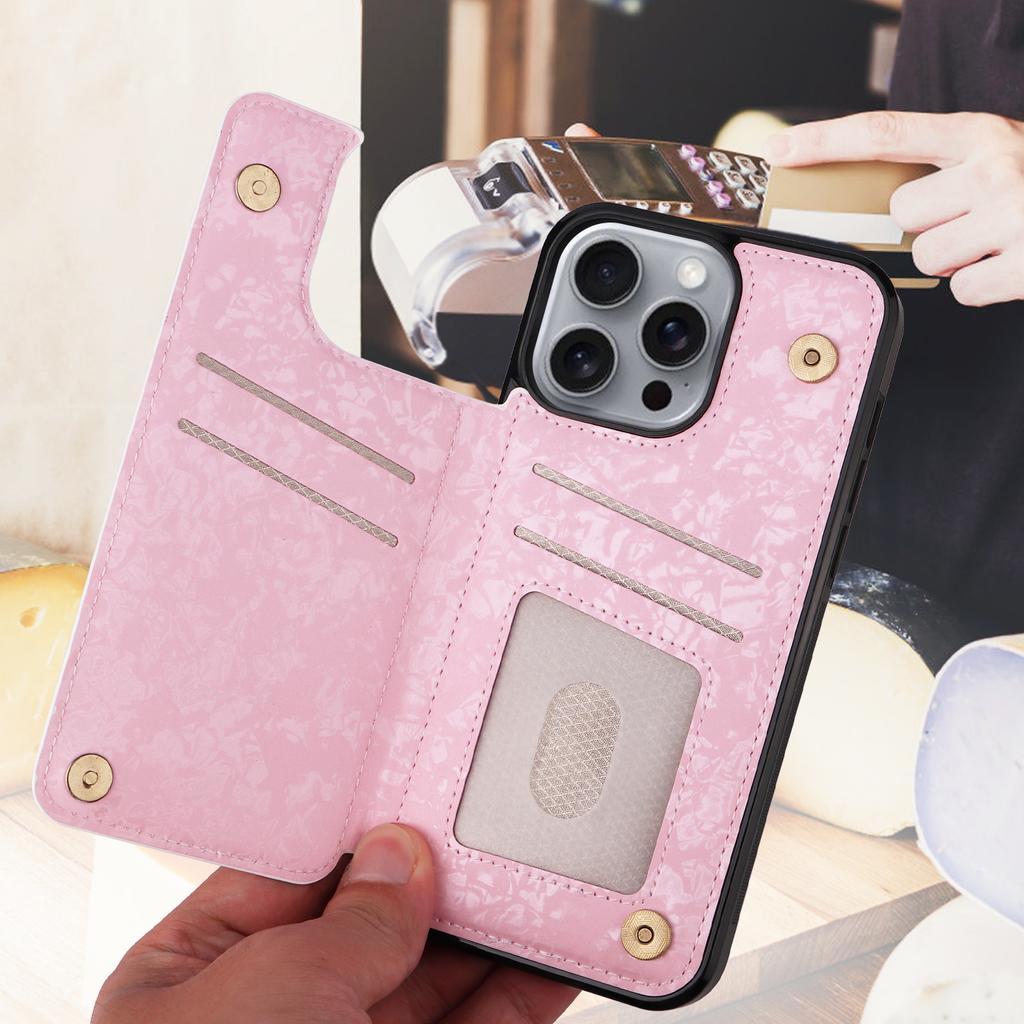 For iPhone 16 Pro Max Case Flower Leather+TPU RFID Blocking Phone Cover Card Slots