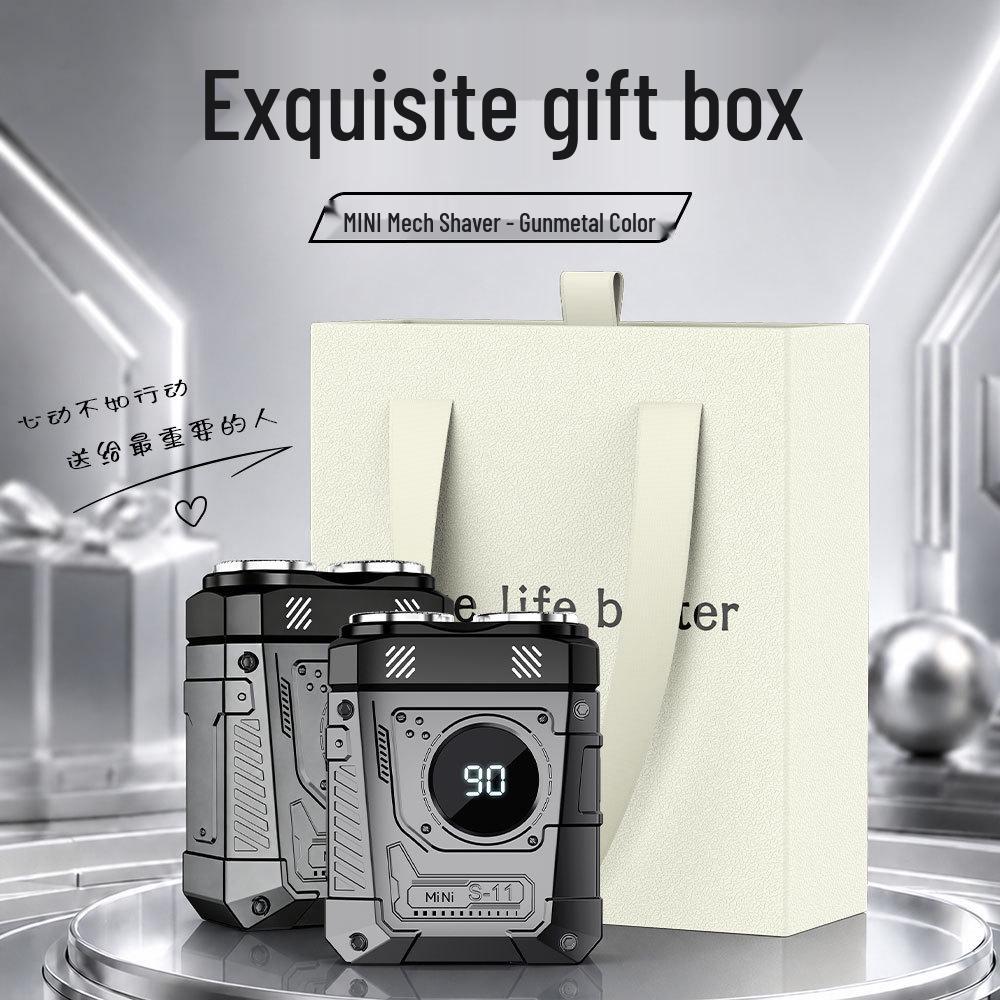 Compact Dual-Head Magnetic Electric Shaver: Rechargeable Razor with Digital Display and Gift Box