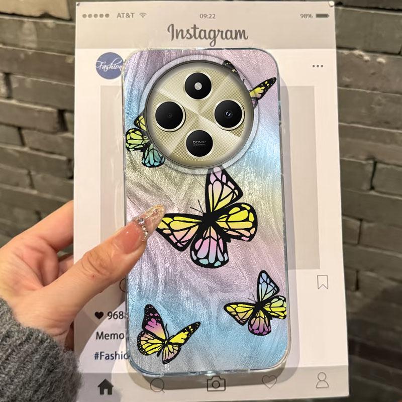 Luxury Butterfly Girl Women Phone Case For Xiaomi Poco X3pro X5 M6 X6 X3 NFC M5s M6 X7 Pro C75 C61 Shockproof Bumper Funda Cover