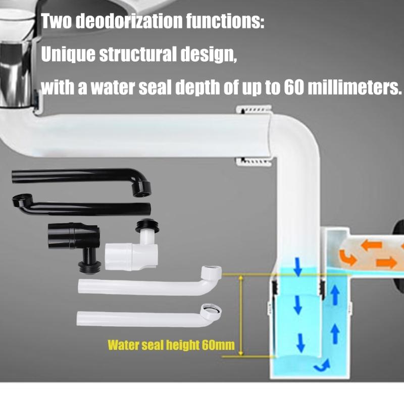 Adjustable Sink Drain Trap 1-1/4Inch Space Saving Sink Waste Trap Bathroom Drain Pipe Rotating Sink Waste Trap